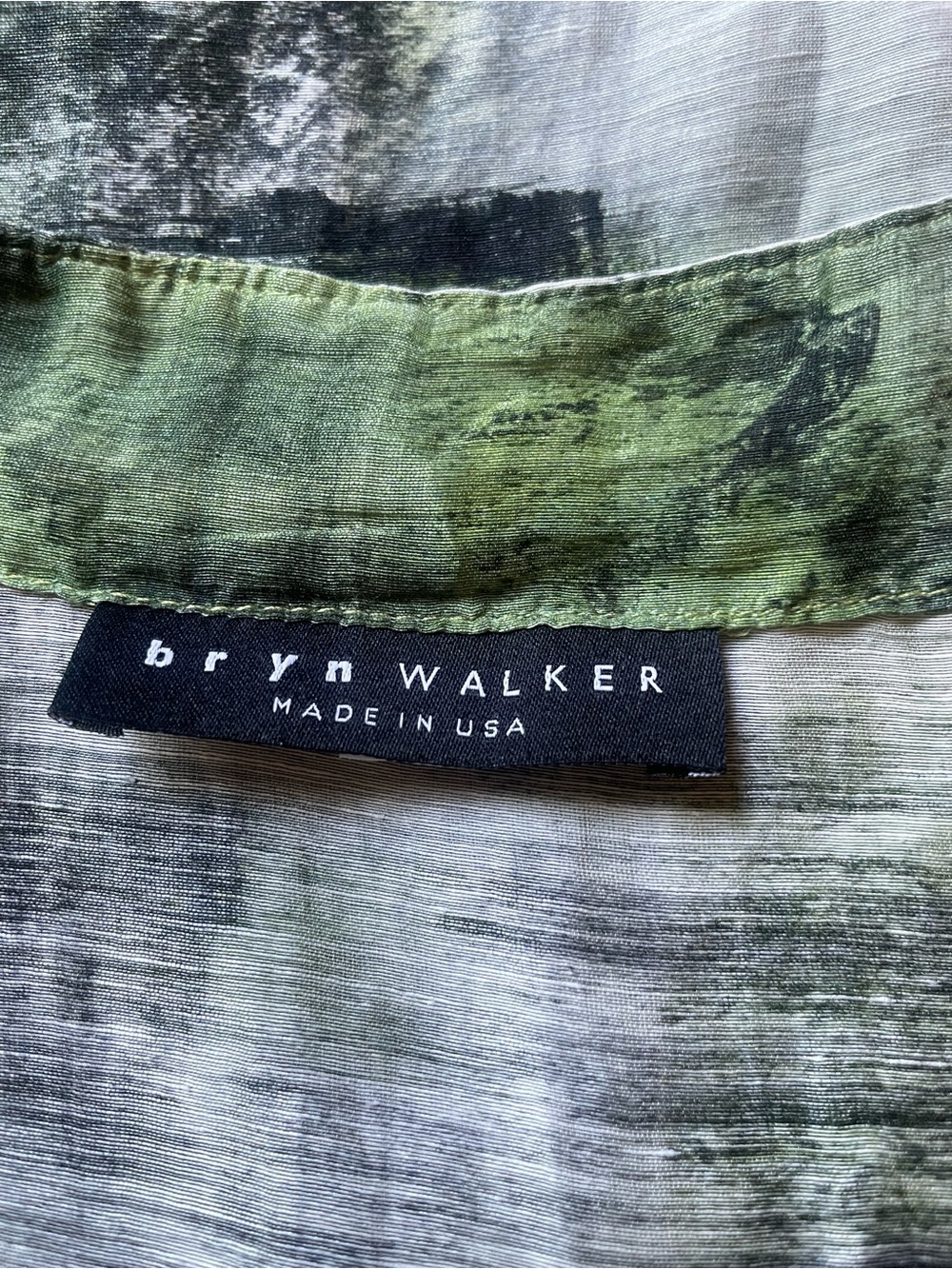 Bryn Walker 80% linen 20% silk semi sheer lagenlook abstract art to wear top M - Picture 8 of 13